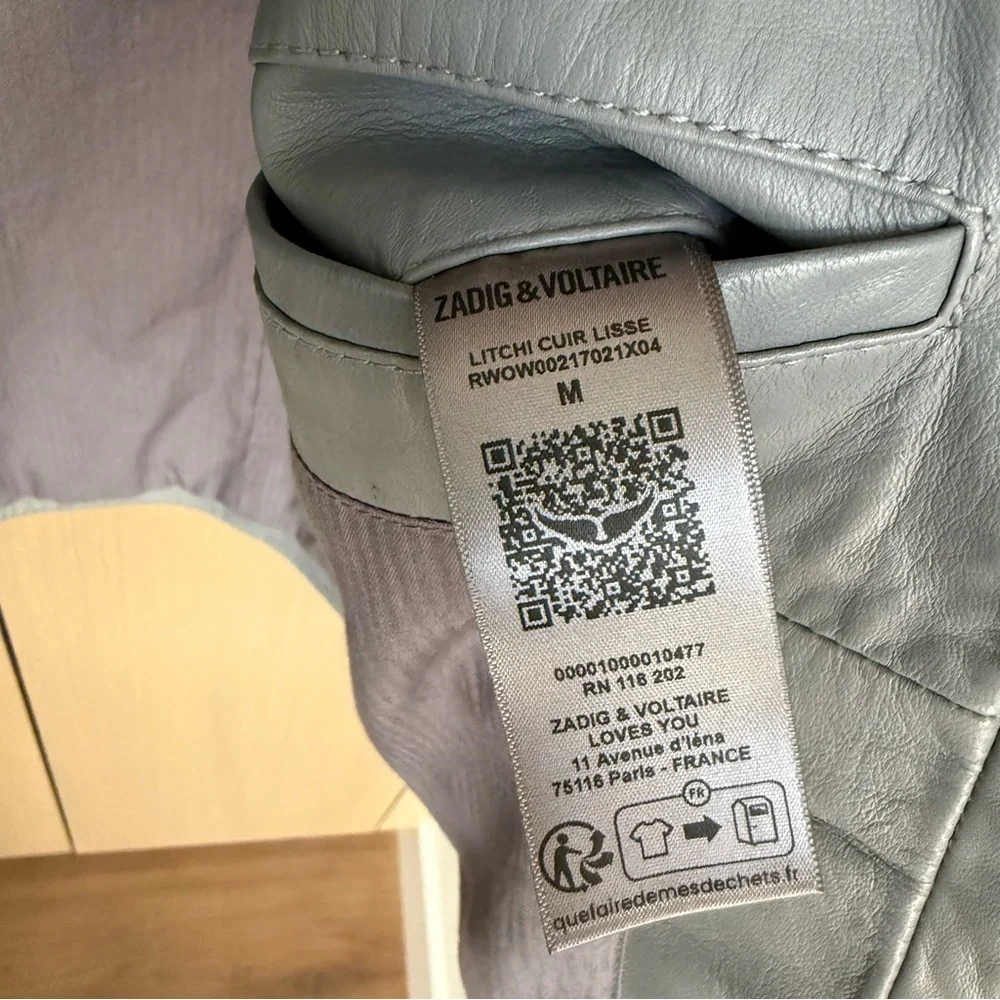 NEW! Zadig & Voltaire Leather Grey Jacket, M - Picture 13 of 14